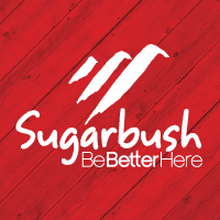Sugarbush Logo in red with 3 Mountain Peaks